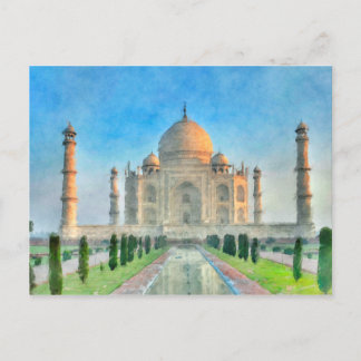 Taj Mahal vycard Colorful Painting Vykort