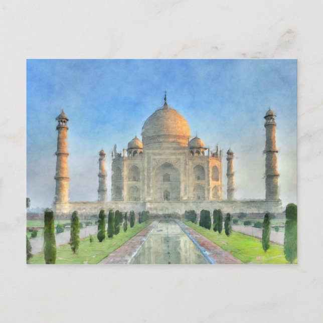 Taj Mahal vycard Colorful Painting Vykort (Framsida)