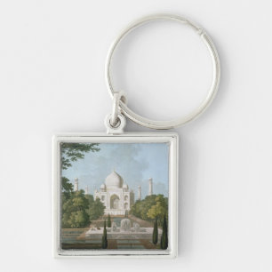 Tajen Mahal, Agra, från trädgården Fyrkantig Silverfärgad Nyckelring