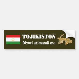Tajikistan Flagga + Karta Bildäckslapp Bildekal