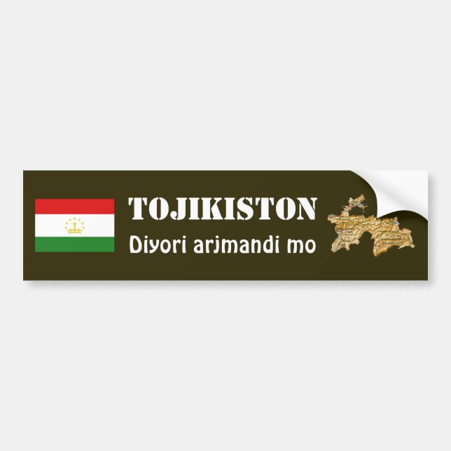 Tajikistan Flagga + Karta Bildäckslapp Bildekal (Framsidan)