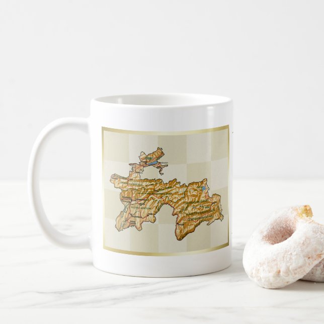Tajikistan Flagga + Karta Mugg (Med munk)