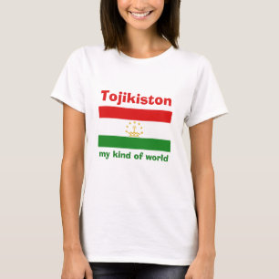 Tajikistan Flagga + Karta + Text T-Shirt