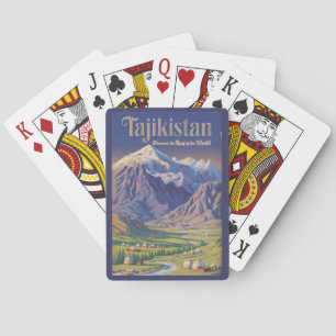 Tajikistan Landskapsillustration Resa Konst Retro Casinokort