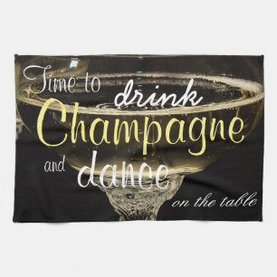 Tajma för att dricka champagne och dans på bord kökshandduk