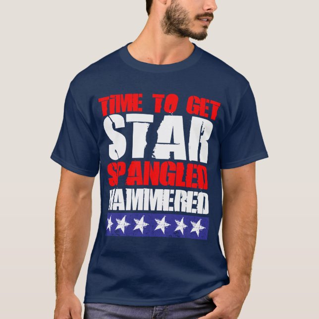 Tajma för att få stjärnan Spangled som bultas Tee Shirt (Framsida)