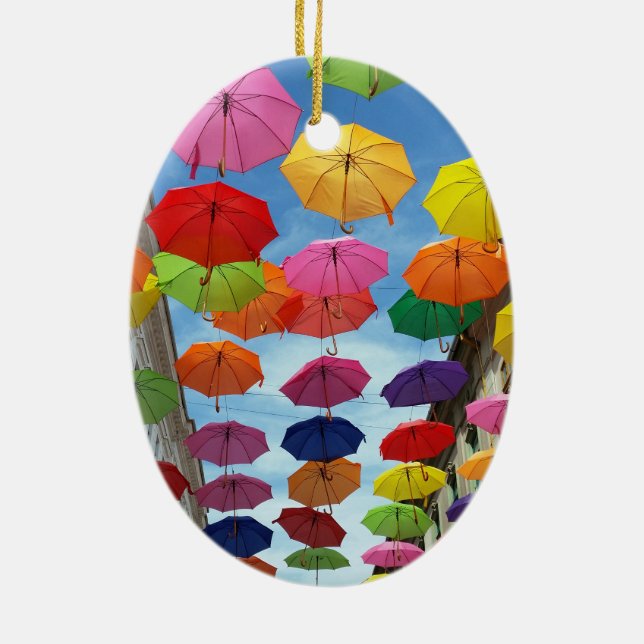 Tak av paraplyer julgransprydnad keramik (Baksidan)