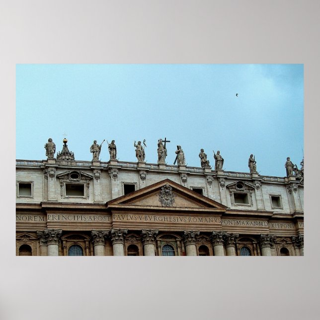 Tak i St Peter's Basilica i Rom, Italien Print Poster (Framsidan)