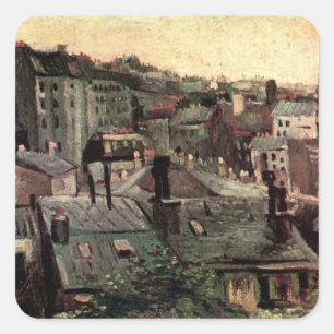 Tak och baksidor av hus av Vincent van Gogh Fyrkantigt Klistermärke