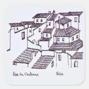 Tak över Rue de Chateaux Nice, Frankrike Fyrkantigt Klistermärke