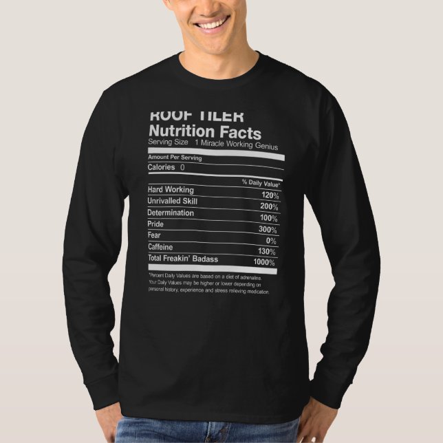 Tak Tiler Nutrition Facts Funny T Shirt (Framsida)