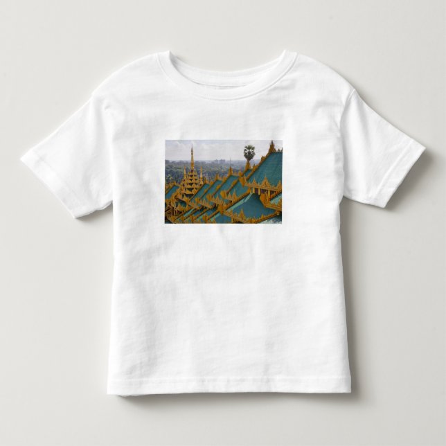Tak toppar av Shwedagon Pagoda, Yangon, Myanmar Tee Shirt (Framsida)