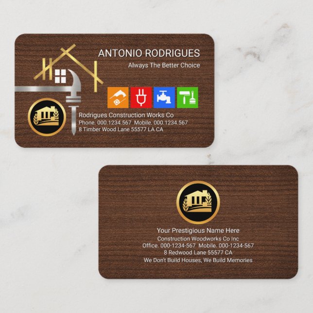 Tak Truss Handyman Verktyg Visitkort (Fram/baksida)