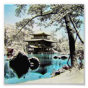 TAKAGI Glass Magic Lantern Slide KINKAKUJI GARDENS Fototryck