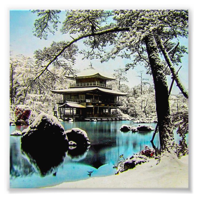 TAKAGI Glass Magic Lantern Slide KINKAKUJI GARDENS Fototryck (Framsidan)