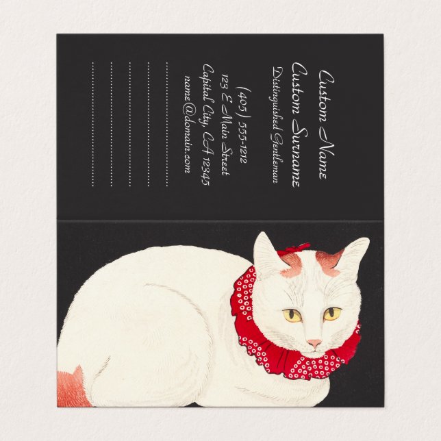 takahashi shotei tama nekko cat porträtt ukiyo-e visitkort (Utsida ovikt)