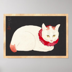 takahashi shotei tama nekko kattporträtt ukiyo-e poster