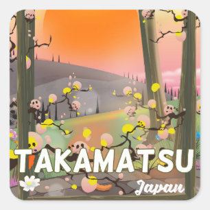 Takamatsu japan reseaffisch fyrkantigt klistermärke