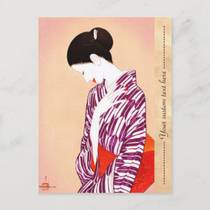 Takasawa Keiichi Woman in kimono art japan dam Vykort