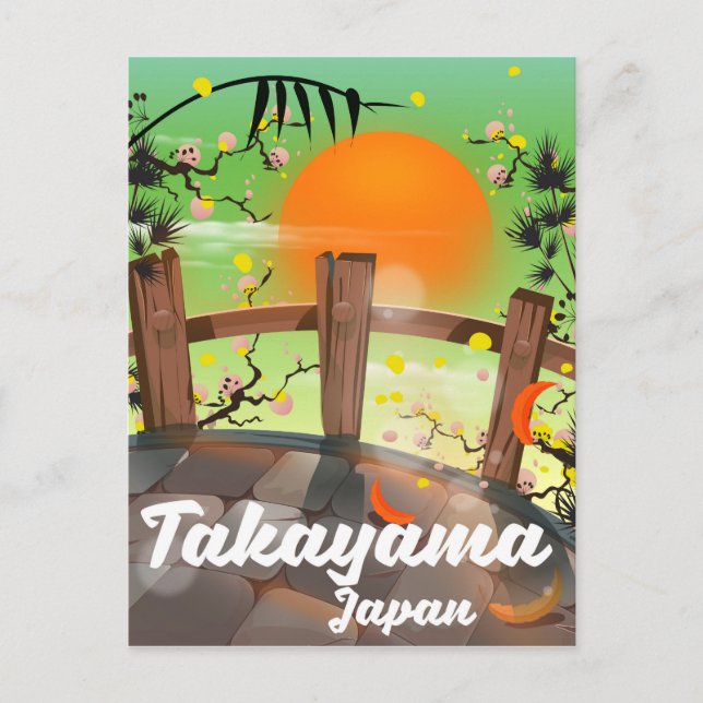 Takayama japansk blomsterplakat. vykort (Framsida)