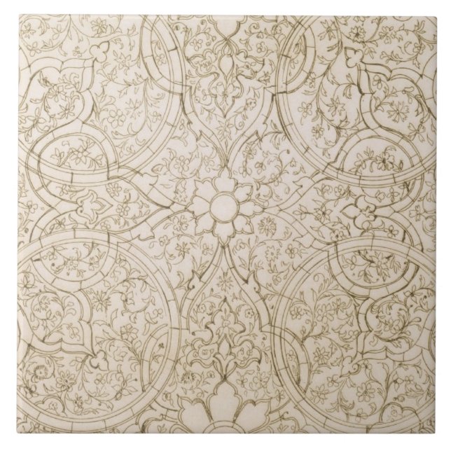 Takdesign för det pärlemorfärg rummet, i Isfahan, Kakelplatta (Framsidan)