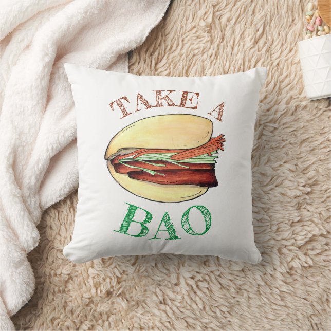 TAKE A BAO Gris Belly Bun China Taiwanese Food Kudde (Filt)