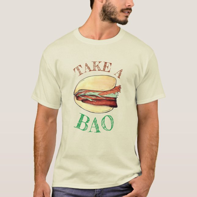 TAKE A BAO Gris Belly Bun China Taiwanese Food T Shirt (Framsida)