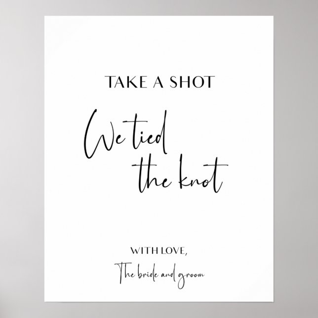 Take a shot we tied the knot wedding signage poster (Framsidan)