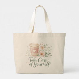 Take Care of Yourself – Elegant Floral Self Love  Jumbo Tygkasse