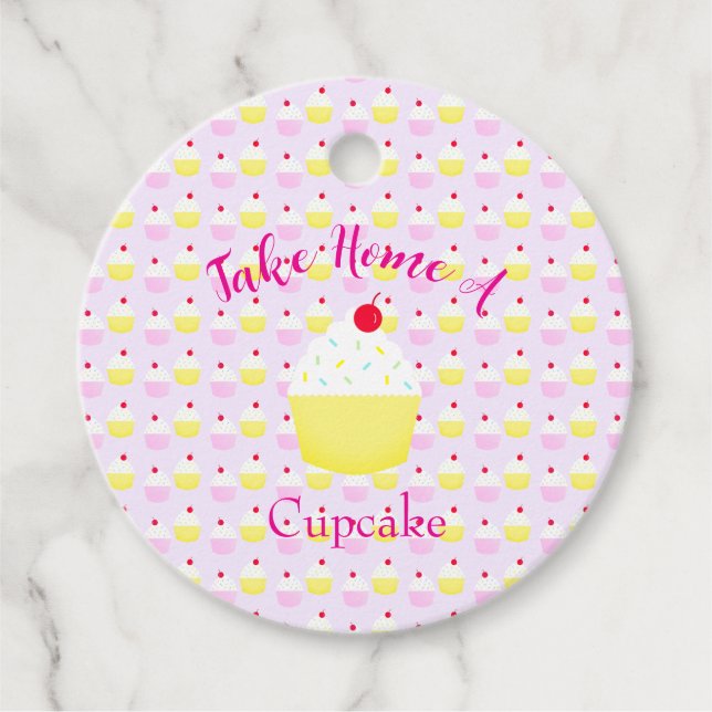 Take Home A Cupcake Baking Birthday Gåvor Etiketter (Framsida)