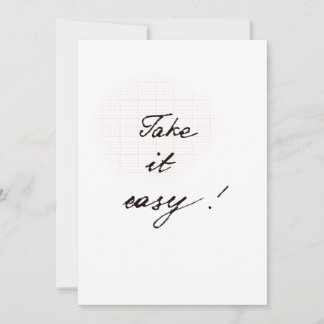 Take it easy minimal handwritten card kort