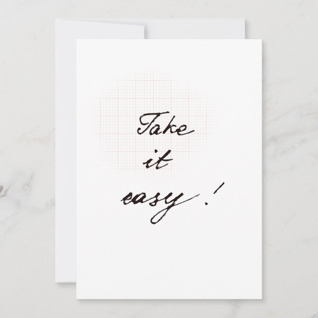 Take it easy minimal handwritten card kort (Framsida)