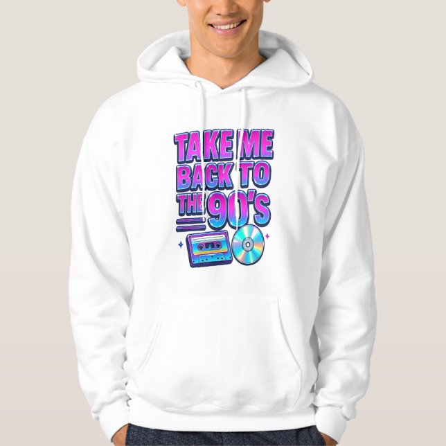 Take Me Back to the 90’s – Retro Neon Pop Design Hoodie (Framsida)