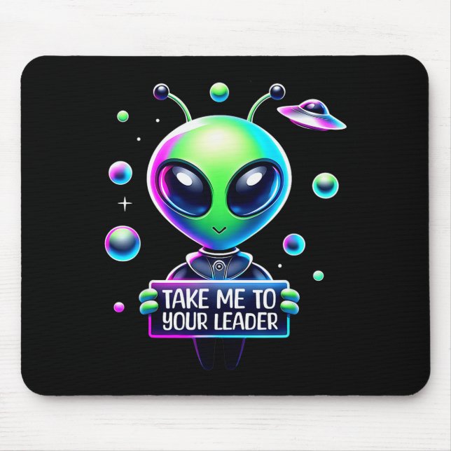 Take Me To Your Leader Funny Alien Cartoon Men Wom Musmatta (Framsidan)
