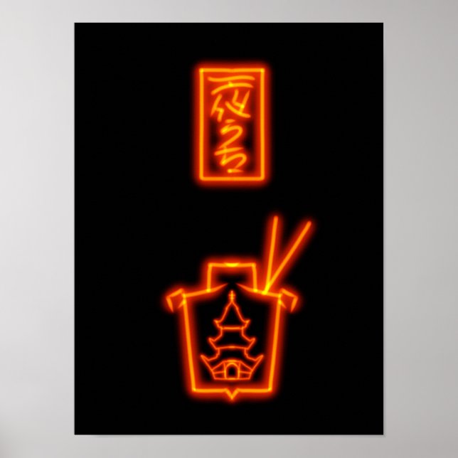 Take-out Neon skylt röd subtil (Framsidan)
