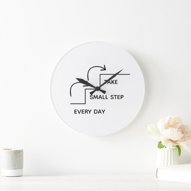 Take Small Steps Every Day – Minimalist Motivation Stor Klocka (Hem)
