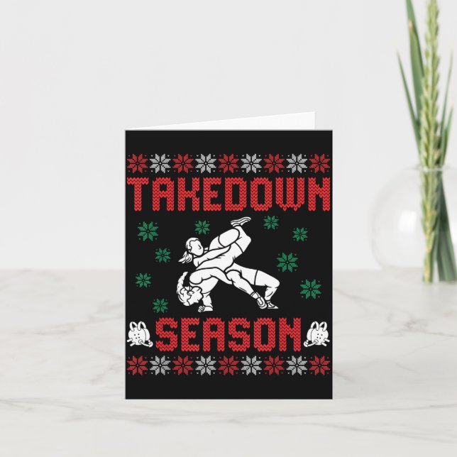 Takedown Season Girls Wrestling Ugly Sweater Chris Kort (Framsida)