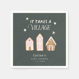 Takes A Village Gingerbread House Girl Baby Shower Pappersservett