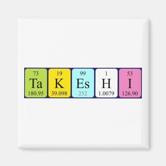 Takeshi periodisk magnet bord namn (Framsidan)