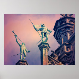 Taket på Maison du Roi på Grand Place i Bryssel Poster