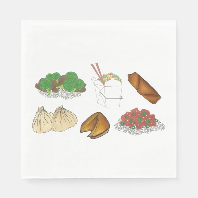 Takeway China Restaurant tog ut Cuisineet Food Pappersservett (Framsidan)