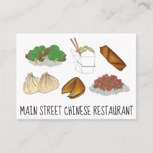 Takeway China Restaurant tog ut Cuisineet Food Visitkort