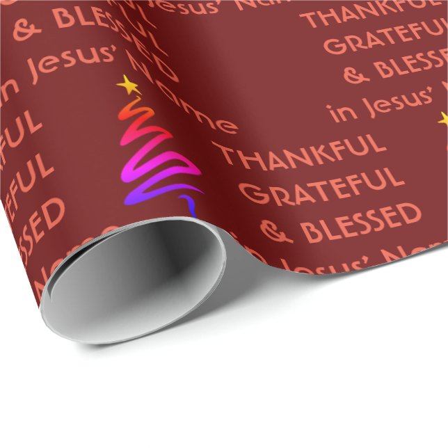 TAKFUL GRATEFUL BLESSED Jesus jul Presentpapper (Rullad Hörn)