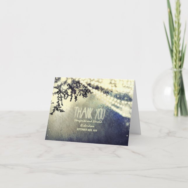 takhängande ljus whimsical bröllop tackkort (Framsida)