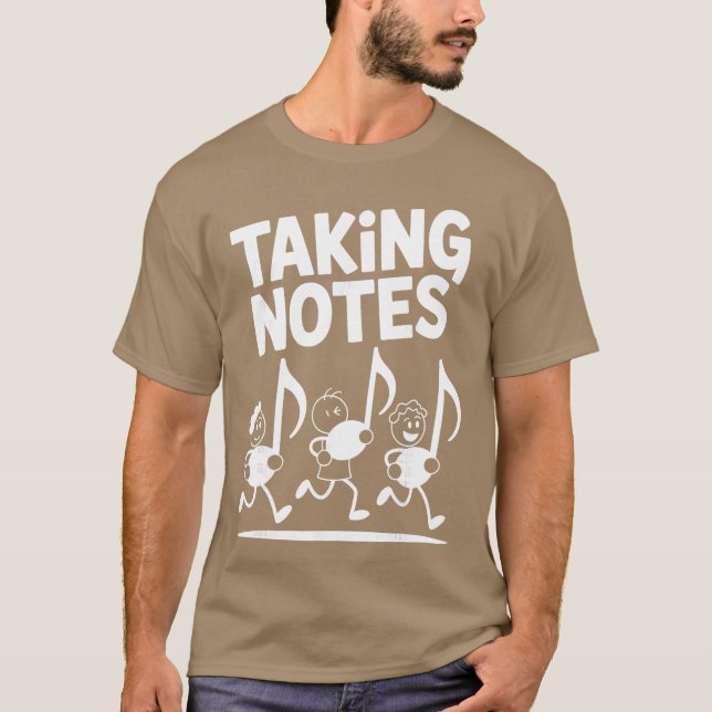 Taking Notes Funny Music Pun Cartoon Musician frie T Shirt (Framsida)
