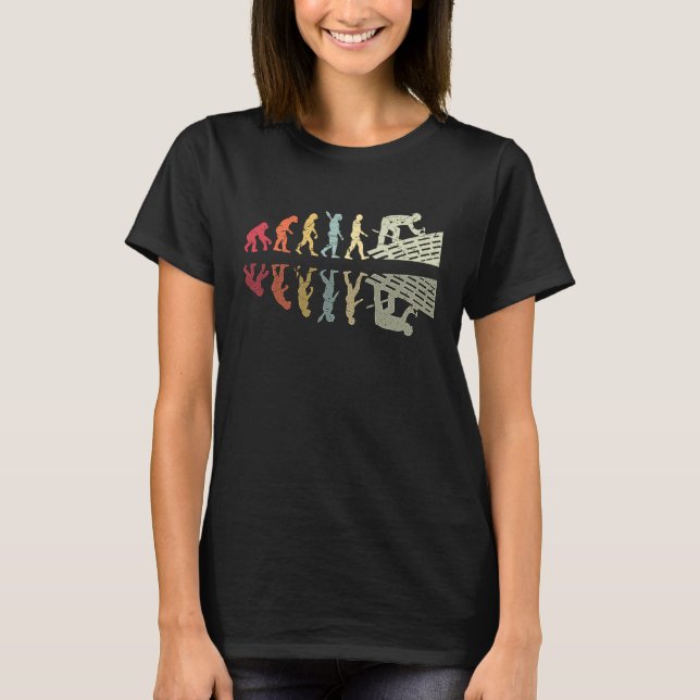 Takläggare Mänsklig Evolution Retro Vintage Konstr T Shirt (Framsida)