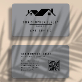 Takläggare QR-kod Grå Svart Rundad Visitkort