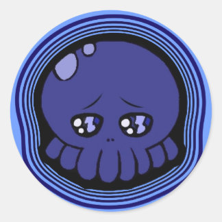 Tako-Chan Ledsen Stickers Runt Klistermärke