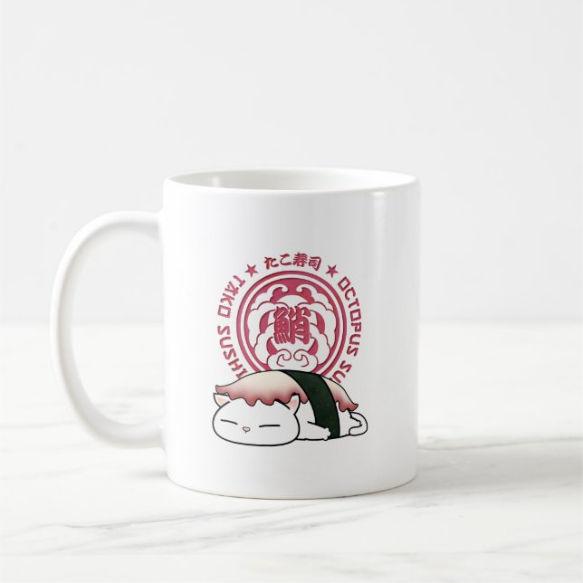 Tako Octopus Sushi Cat Kaffemugg (Vänster)