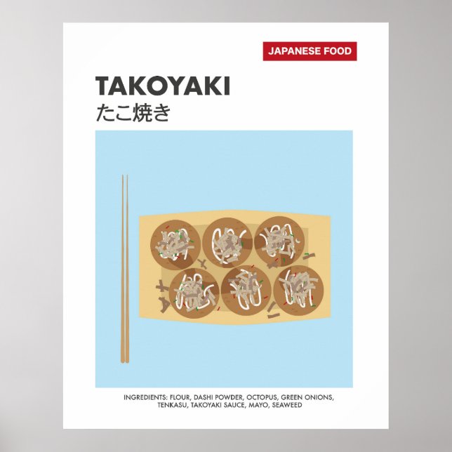 Takoyaki, Octopus Boll, Japanska matresor Poster (Framsidan)
